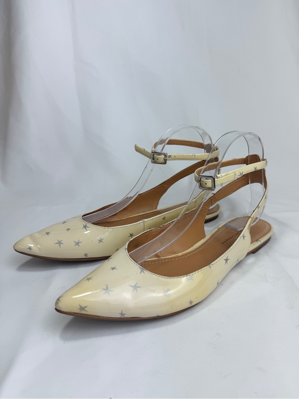 Anthropologie Pilcro Star Print Yellow Slingback Flats Pointed Toe Whimsical 9 M